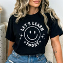 XL Black Let's Learn Today Graphic Tee, Teacher Shirt, Teacher Smiley Tee, Back to School Teacher, Happy Teacher Shirt, Cute Teacher Tee, Comfort Colors