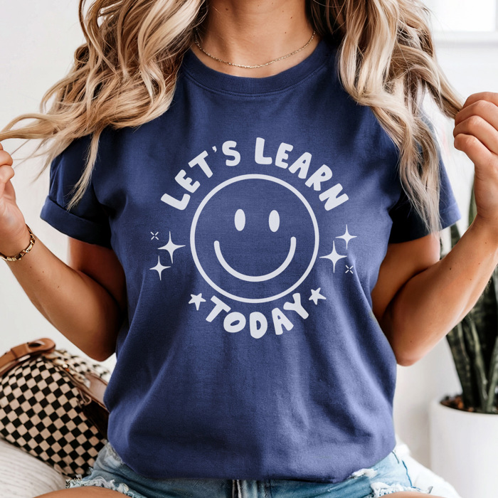 Let's Learn Today Graphic Tee, Teacher Shirt, Teacher Smiley Tee, Back to School Teacher, Happy Teacher Shirt, Cute Teacher Tee, Comfort Colors