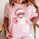  Pink Bubble Gum Santa Graphic Tee, Santa Shirt, Trendy Santa Tee, Cute Christmas Shirt, Trendy Christmas,  Bubblegum Shirt