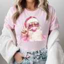 XL Soft Pink Pink Bubble Gum Santa Graphic Tee, Santa Shirt, Trendy Santa Tee, Cute Christmas Shirt, Trendy Christmas,  Bubblegum Shirt