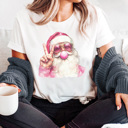 XXL White Pink Bubble Gum Santa Graphic Tee, Santa Shirt, Trendy Santa Tee, Cute Christmas Shirt, Trendy Christmas,  Bubblegum Shirt