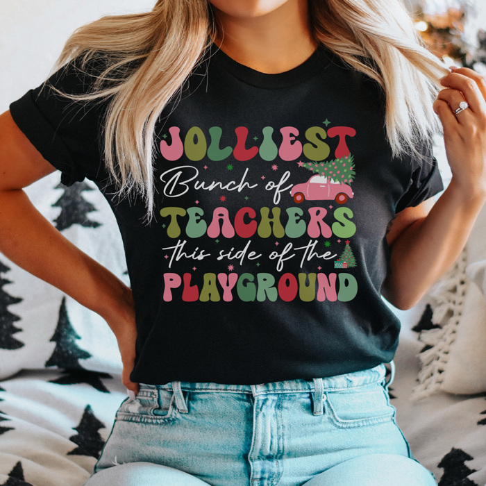 Jolliest Bunch of Teachers Graphic Tee, Funny Christmas Shirt, Funny Teacher Shirt, Teacher Christmas, Gift, Educator Christmas, Nuthouse Movie, Christmas Vacation Movie