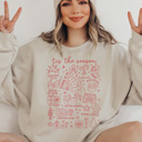 Medium Sand Favorite Christmas Doodles Graphic Sweatshirt, Christmas Sweatshirt, Tis the Season, Cute Christmas Outfit