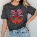 Large Charcoal Strawberry Mouse Graphic Tee, Theme Park Shirt, Boy Mouse Shirt, Family Vacation Tee