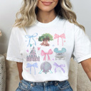 XL White Theme Park World Coquette Graphic Tee, Vacation Tee, Cute Bow Shirt, Magical Kingdom Tee, Mouse Shirt
