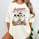 Medium Ivory Nightmare On Main Street Graphic Tee, Vacation Tee, Theme Park Shirt, Halloween Mouse Shirt