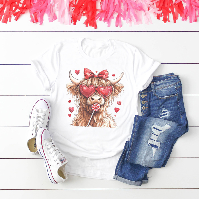 Cow Graphic Tee, Highland Cow Shirt, Sucker For You