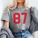 XXL Gray 87 Football Graphic Tee, Football Graphic Tee, Game Day Shirt
