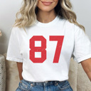 Medium White 87 Football Graphic Tee, Football Graphic Tee, Game Day Shirt