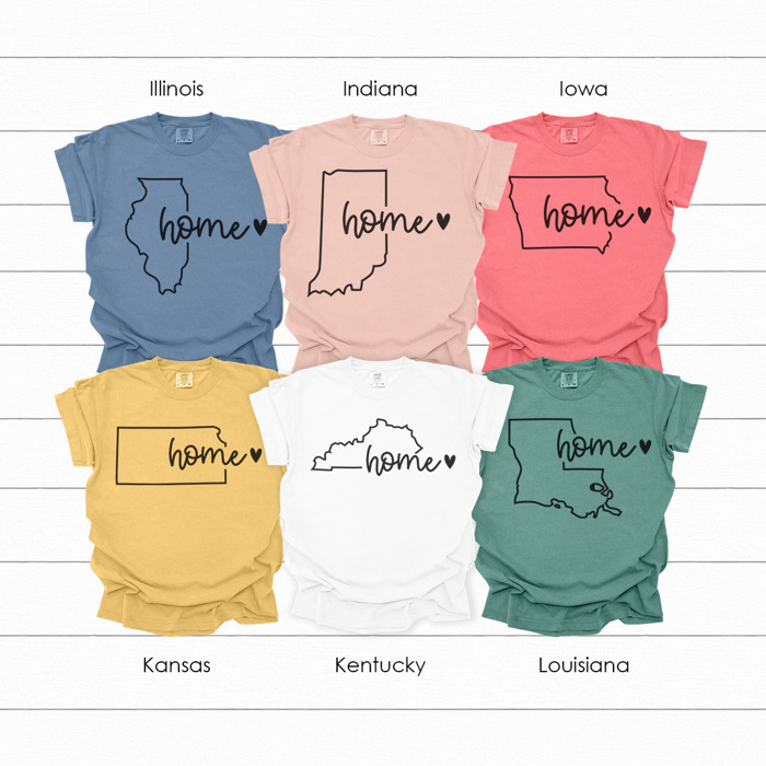 Home State Graphic Tees, United States of America Shirt, Favorite State Shirt, Comfort Colors