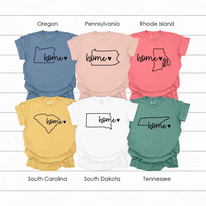 Home State Graphic Tees, United States of America Shirt, Favorite State Shirt, Comfort Colors