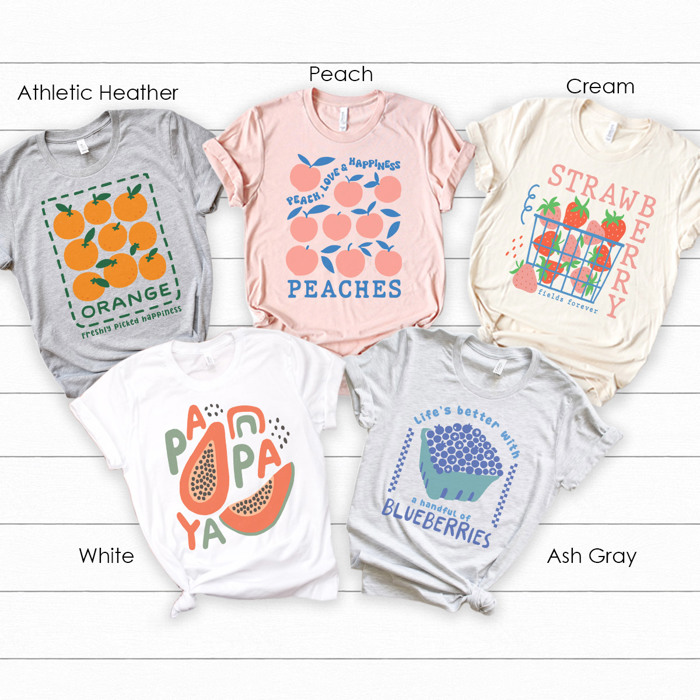 Retro Fruits Graphic Tee, Spring Graphic Tee, Trendy Shirt, Strawberry Tee