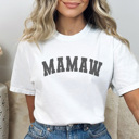 Large White Mamaw Varsity Graphic Tee, Grandma Shirt, Mother's Day Gift, Mamaw Shirt