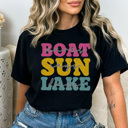 XL Black Boat Days Sun Rays Lake Days Graphic Tee, Lake Day Shirt, Boating Shirt, Cute Summer Tee