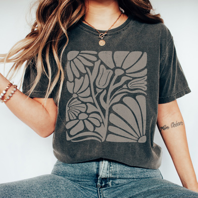 Boho Vintage Flower Graphic Tee, Cute Flower Shirt, Summer Tee, Boho Shirt