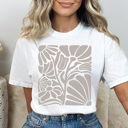 XXL White Boho Vintage Flower Graphic Tee, Cute Flower Shirt, Summer Tee, Boho Shirt