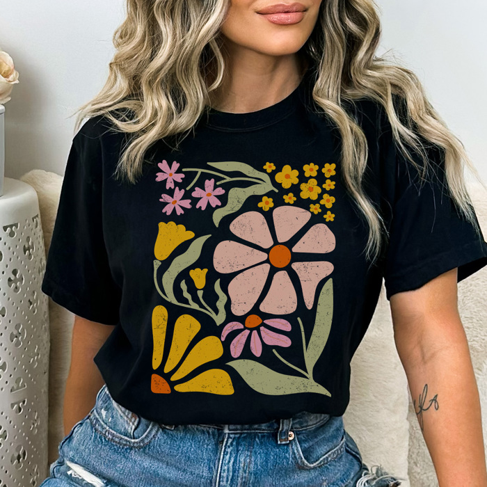 Colorful Boho Flower Graphic Tee