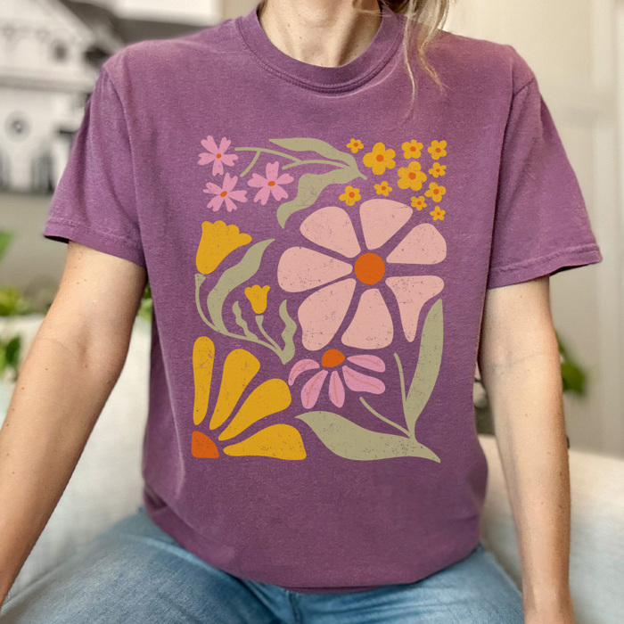 Colorful Boho Flower Graphic Tee