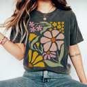  Colorful Boho Flower Graphic Tee