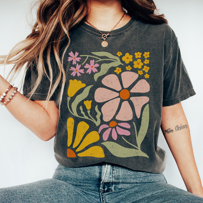 Colorful Boho Flower Graphic Tee