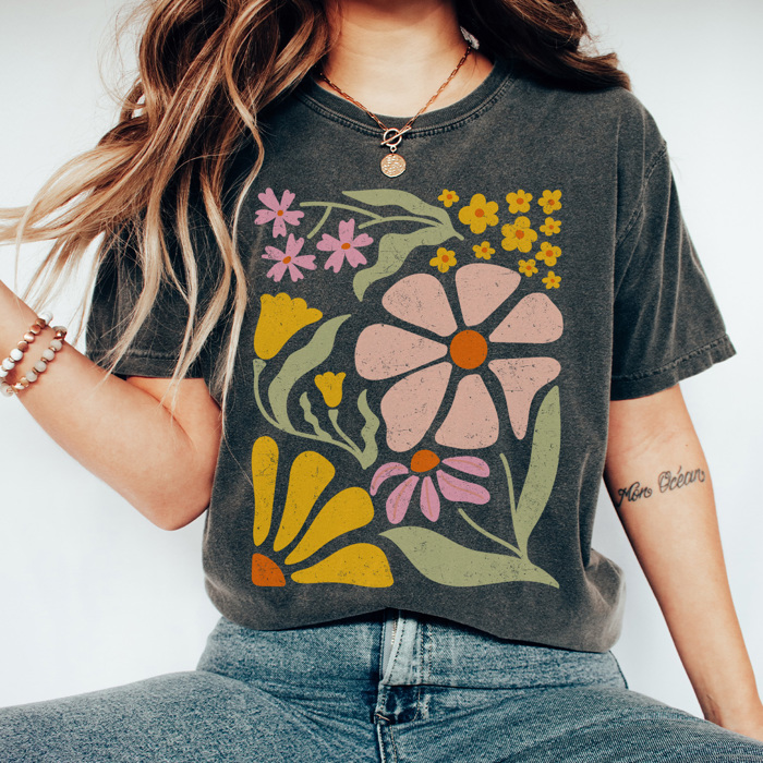 Colorful Boho Flower Graphic Tee