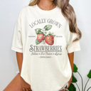 XXL Ivory Local Grown Strawberries Graphic Tee, Trendy Shirt, Summer Graphic Tee, Strawberry Shirt