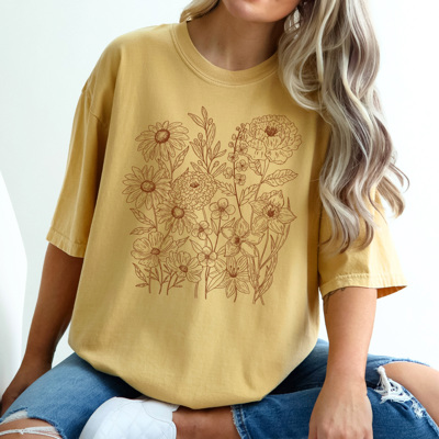 Retro Wildflower Graphic Tee, Flower Graphic Tee, Cute Flower Shirt, Summer Tee, Boho Shirt