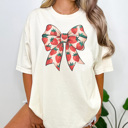  Strawberry Coquette Bow Graphic Tee, Strawberry Shirt, Trendy Tee, Summer Graphic Tee