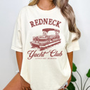 Medium Ivory Redneck Yacht Club Graphic Tee, Summer Tshirt, Lake Day Shirt, Boating Tee