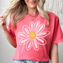 Small Watermelon Daisy Flower Graphic Tee, Flower Shirt, Boho Tee, Cute Summer Shirt