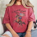  Land of The Free Graphic Tee, Cowboy Tee, Fourth of July Tee, 4th of July Graphic Tee