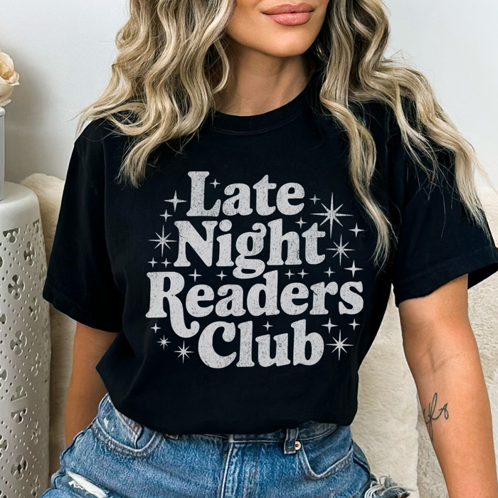 Late Night Readers Club Graphic Tee, Book Lover Shirt, Reading Shirt, Book Club Tee, Just One More Chapter Tee