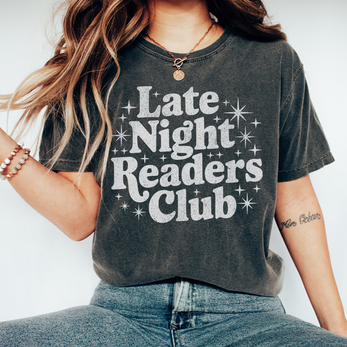 Late Night Readers Club Graphic Tee, Book Lover Shirt, Reading Shirt, Book Club Tee, Just One More Chapter Tee