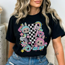 Large Black Cute Monsters Graphic Tee, Trendy Monsters Shirt, BuBu Shirt, Every Day Tee