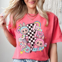 Large Watermelon Cute Monsters Graphic Tee, Trendy Monsters Shirt, BuBu Shirt, Every Day Tee