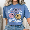  Happy To See Your Face Graphic Tee, Cute Teacher Tee, Back to School Shirt, Positive Tee