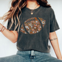 XXL Pepper Fall Floral Football Graphic Tee, Game Day Shirt, Football Mama Tee, Retro Footbal Shirt