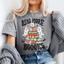 Large Light Gray Read More Books Graphic Tee, Halloween Shirt, Halloween Teacher Tee, Librarian Shirt, Teacher Shirt
