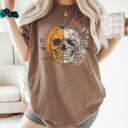 Medium Espresso Halloween Pumpkin Skull Graphic Tee, Cute Halloween Tee, Vintage Halloween, Trendy Shirt