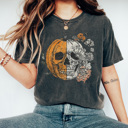  Halloween Pumpkin Skull Graphic Tee, Cute Halloween Tee, Vintage Halloween, Trendy Shirt