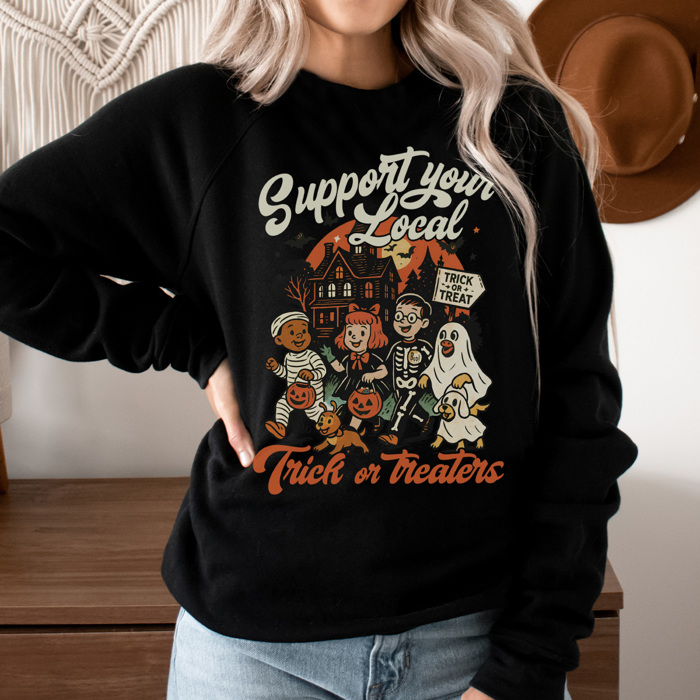 Vintage Trick or Treaters Graphic Sweatshirt, Halloween Sweatshirt, Cute Halloween Sweatshirt, Halloween Costume
