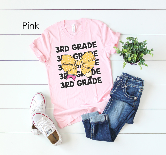 Coquette Bow Grades Graphic Tee, Teacher Graphic Tee, Back to School Shirt, Cute Teacher Tee