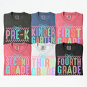  Neon Checkered Grade Graphic Tee, Back to School Shirt, Cute Teacher Shirt, Happy First Day Shirt