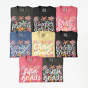 Small Blue Jean Neon Flower Grades Graphic Tee, Cute Teacher Tee, Back to School Shirt, Grade Level Tees
