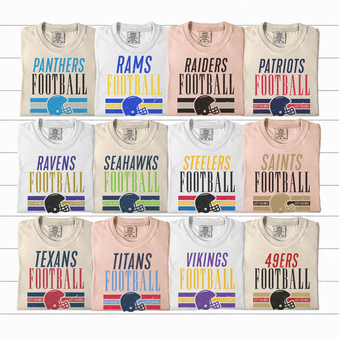 Retro Football Teams Graphic Tee, Football Mascot Shirt, Game Day Tee, Football Tee