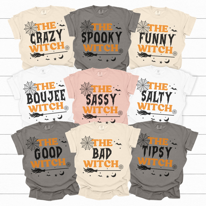 Matching Witch Graphic Tees, Funny Halloween Shirt, Costume Graphic Tee, Group Costume Shirts