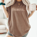 Large Espresso Thankful Graphic Tee, Thanksgiving Shirt, Turkey Day Tee, Fall Graphic Tee