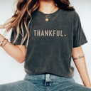 Large Pepper Thankful Graphic Tee, Thanksgiving Shirt, Turkey Day Tee, Fall Graphic Tee