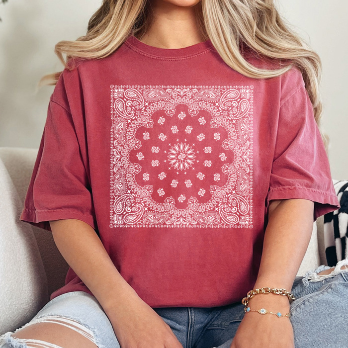 Bandana Print Graphic Tee, Trendy Shirt, Every Day Tee, Cute Graphic Tee