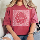 XL Crimson Bandana Print Graphic Tee, Trendy Shirt, Every Day Tee, Cute Graphic Tee